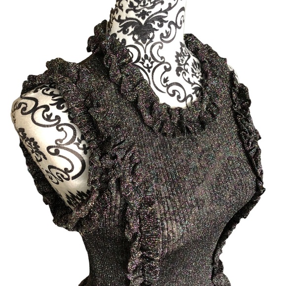 ZARA Sparkly Ruffled Top Small - Picture 4 of 13